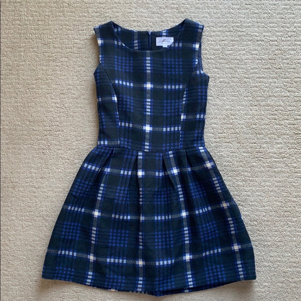 Korean boutique plaid wool dress